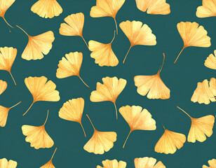 Watercolor Ginkgo Leaf Pattern
