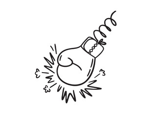 Boxing glove making powerful hit with motion and impact