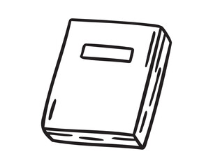 Textbook book, line art school doodle, outline contour, monochrome, hand drawn