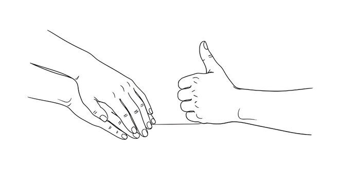 Agreement with a thumbs up and supportive hand gesture shows partnership and positive collaborative communication