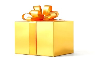 Elegant Golden Gift Box A Shiny Ribbon Isolate White Background