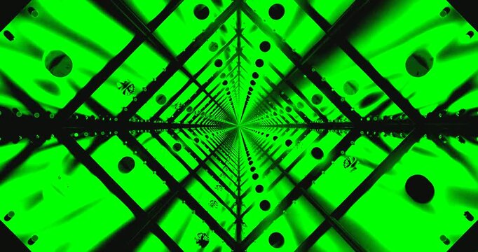 Dynamic green tunnel video loop showcasing a seamless neon experience for digital backgrounds and screensaver use