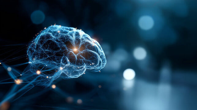 Brain computer interface exploration for neural networks soft futuristic backdrop cognitive processing systems AI consciousness connection advanced computing visualization wit