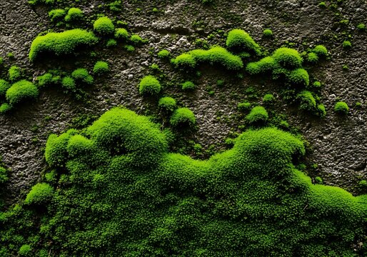 a close up view reveals vibrant green moss thriving on the textured surface of a weathered tree bark showcasing nature s resilience