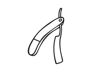 Straight razor vintage shaving tool line art monochrome hand drawn