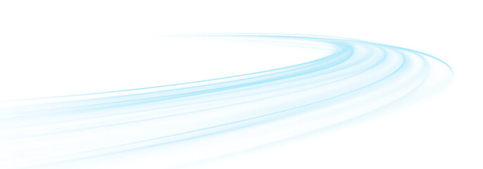 Blue glowing swirl on white background in PNG format, wind flow, moving wind bend. © Ihor Nemynushchyi