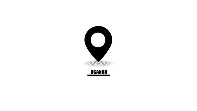 Black Location Pin Icon With Uganda Text On White Background marker
