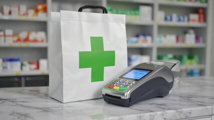 Payment terminal in a pharmacy.