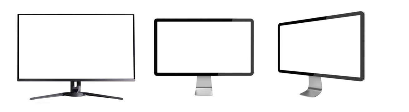PNG Image of&nbsp;Mockup set of realistic monitor. Realistic monitor and transparent screen laptop for easy editing