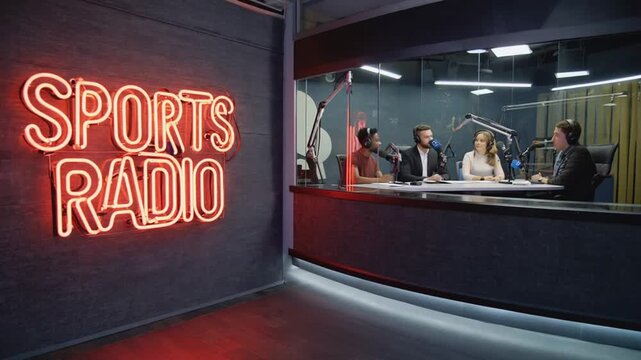 Studio of a sports radio station. - Powered by Adobe