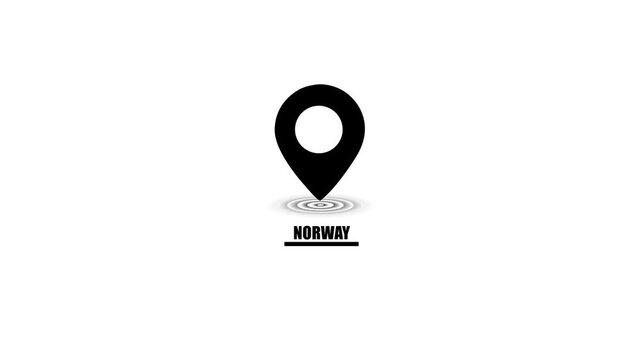 Black Norway location pin icon with concentric circles and text map marker navigation - Powered by Adobe