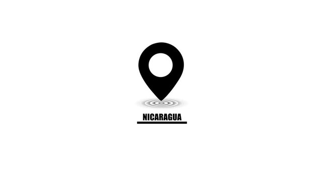 Black Nicaragua location pin icon with concentric circles and text map marker navigation