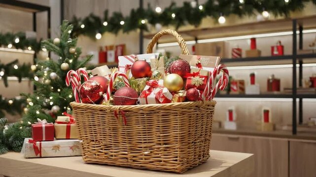 Gift basket in a store.