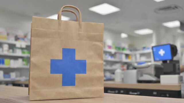 Pharmacy bag at the pharmacy.