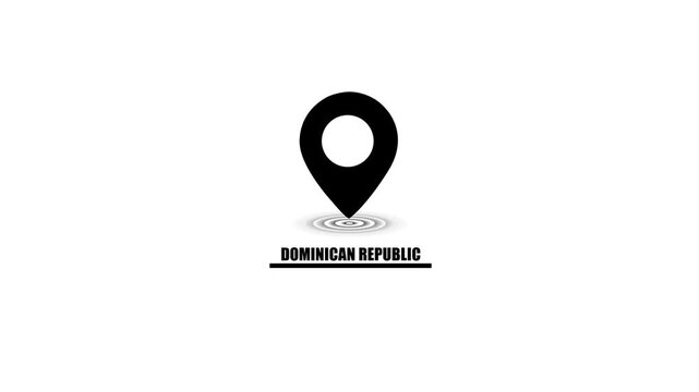 Black Map Pin Icon with Dominican Republic Text and Ripple Effect location marker