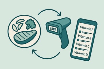 Nutrition insights using advanced technology for real time vitamin tracking featuring healthy food choices and barcode scanning, connecting dietary habits with nutritional awareness