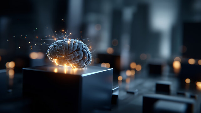 Machine computation and cognitive processing 3D visualization soft abstract backdrop AI thinking architecture intelligent system rendering neural framework representation with