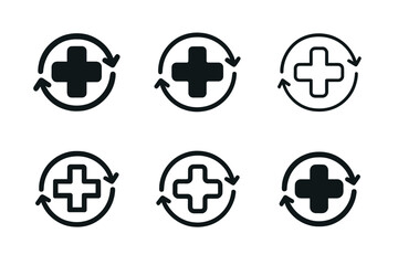 Chronic Disease Icon Set. Chronic disease management and health support. Icon set. Set Logo of Chronic disease management and health support: medication and