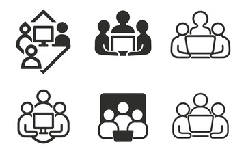 Creative Team Logos. Collaboration in creative teams. Icon set. Set Logo of Collaboration in creative teams: handshake with creative spark. harmonious logo