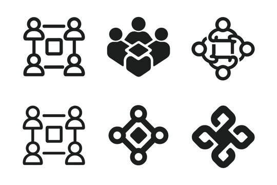 Collaboration Logo Variations. Digital collaboration platforms. Icon set. Set Logo of collaboration: cloud-based teamwork. harmonious logo variations of the