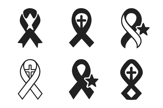 Memorial Traditions Logos. Remembering loved ones with special memorial traditions. Icon set. Set Logo of remembering loved ones with special