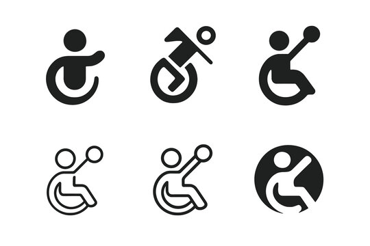 Assistive Tech Icons. Accessible user interface (UI) design. Icon set. Set Logo of accessible user interface (UI) design: assistive technology