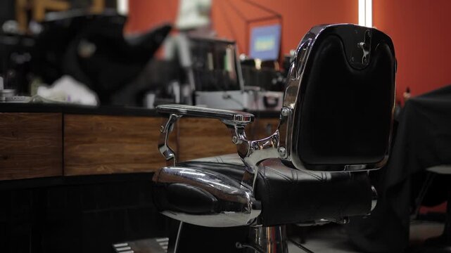 Retro hairdresser Barber armchair for man on background barbershop.