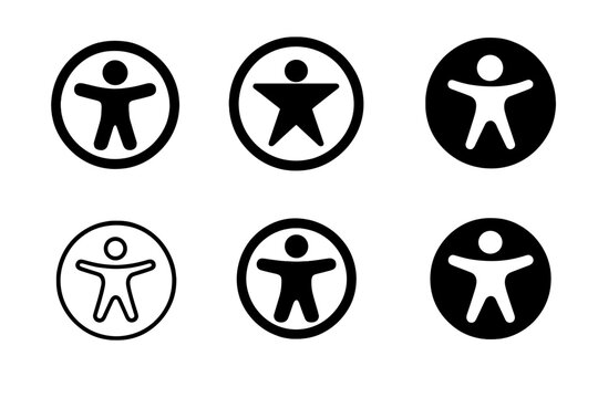 Assistive Tech Icons. Accessible user interface (UI) design. Icon set. Set Logo of accessible user interface (UI) design: assistive technology