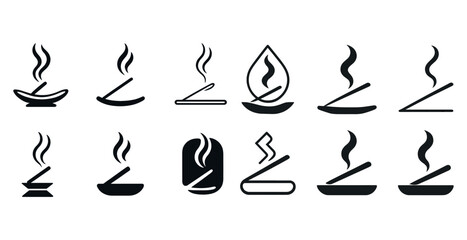 Variety of incense stick icon designs