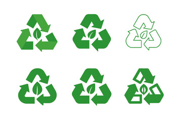 Obraz premium Eco-Friendly Waste Logos. waste management. Icon set. Set Logo of waste management: eco-friendly waste cycle. harmonious logo variations of the same emblematic