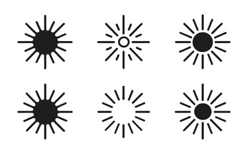 Big Bang Logos. big bang. Icon set. Set Logo of big bang: radiant energy sphere. harmonious logo variations of the same emblematic concept, each with different