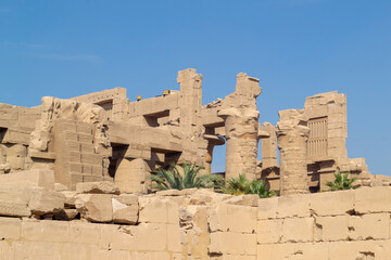 Egypt, Luxor, 01.02.2022.Ancient ruins of the Karnak Temple in Luxor, Egypt. The largest temple complex of antiquity in the world.