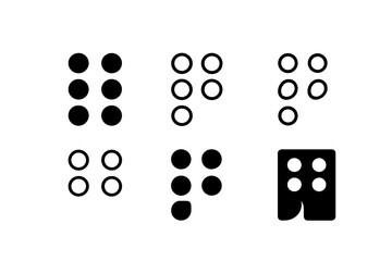 Inclusive Design Icons. Inclusive and accessible design. Icon set. Set Logo of inclusive and accessible design: braille dots pattern. harmonious logo