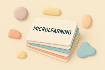 Contemporary Microlearning Concept with Colorful Learning Cards and Soft Geometric Shapes on a Minimalist Background Representing Innovative Educational Methods and Knowledge Expansion