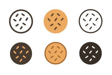 Fototapeta premium Sprinkle Cookie Logos. Sprinkle. Icon set. Set Logo of Sprinkle: Cookie with sprinkles. harmonious logo variations of the same emblematic concept, each with
