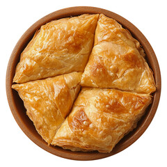 Burek in dish isolated on transparent background