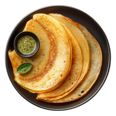 Dosa or thin crispy crepes isolated on transparent background