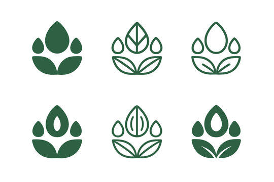 Nutrient-Rich Icons. Nutrient-rich foods. Icon set. Set Logo of Nutrient-rich foods: Nuts and seeds. harmonious logo variations of the same emblematic concept