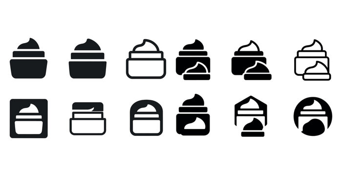 Set of iconic cream jar designs: various styles and shapes