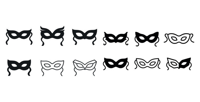 Collection of stylish black and white masquerade masks with various designs