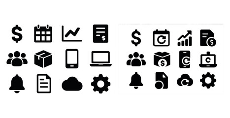Collection of financial and technology icons for business applications