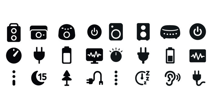 Collection of minimalist icons for electronics and tech devices