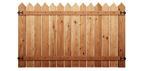 Wooden Picket Fence Section with Metal Hinges and Hardware backyard isolated on a transparent background