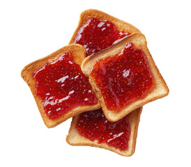 Toasted bread slices topped with strawberry jam