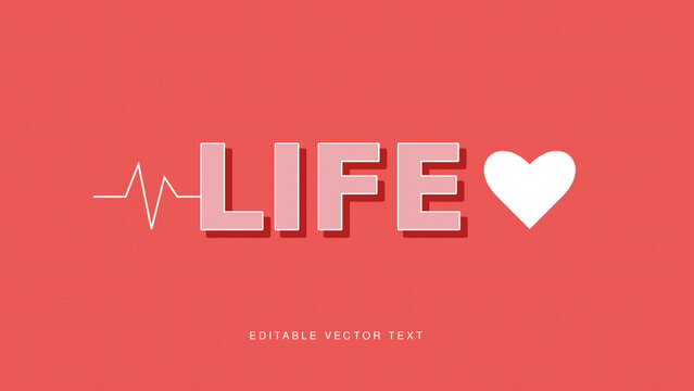Editable vector text design showcasing the word life with heart and pulse features