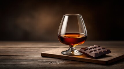 Golden Spirit and Dark Temptation a Pairing of Cognac and Chocolate on Weathered Wood