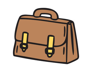 Mens office briefcase, hand drawn doodle