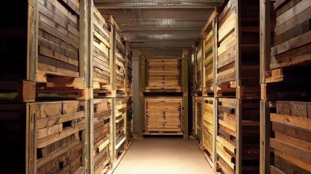 Shot of thermowood panels in a controlled heat chamber highlighting the transformation of raw wood into durable weatherresistant building materials