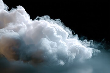 Naklejka premium Dramatic close-up of wispy white clouds against dark sky