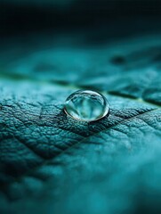 Ephemeral Beauty of Water Resting Lightly on a Leaf in the Morning Light, a Perfect Example of Nature's Elegance